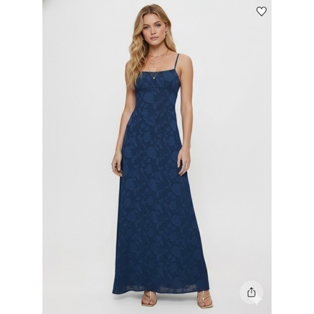 Princess Polly South of France Blue Floral Spaghetti Strap Lace Up Back Maxi 6